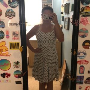 White dress with black pattern